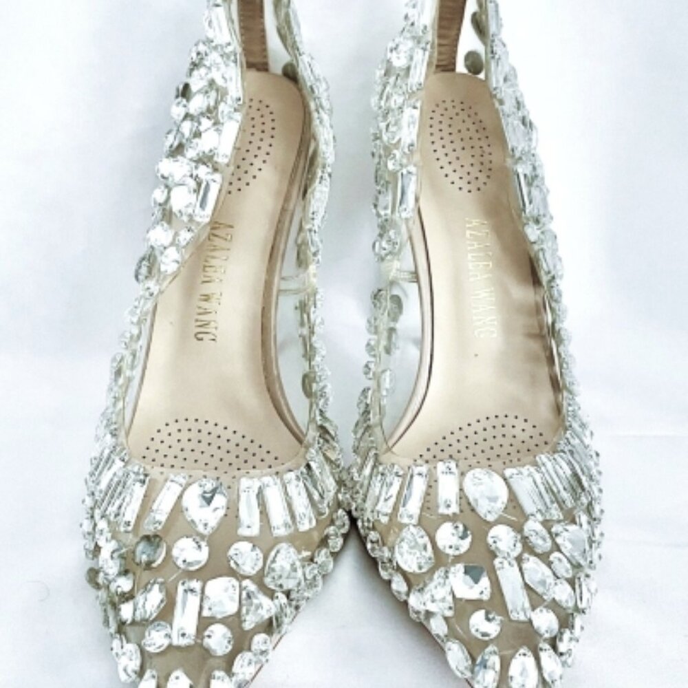 Cinderella Glass Rhinestone Heels Size 9 Azalea Wang High Heels The Bonnie Clear - Picture 2 of 10